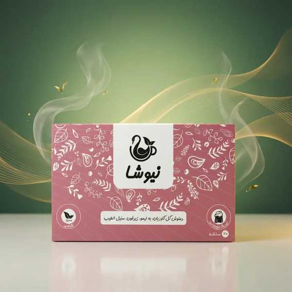دمنوش گل گاوزبان نیوشا با به‌لیمو زیرفون و سنبل‌الطیب ۲۰ تی‌بگ